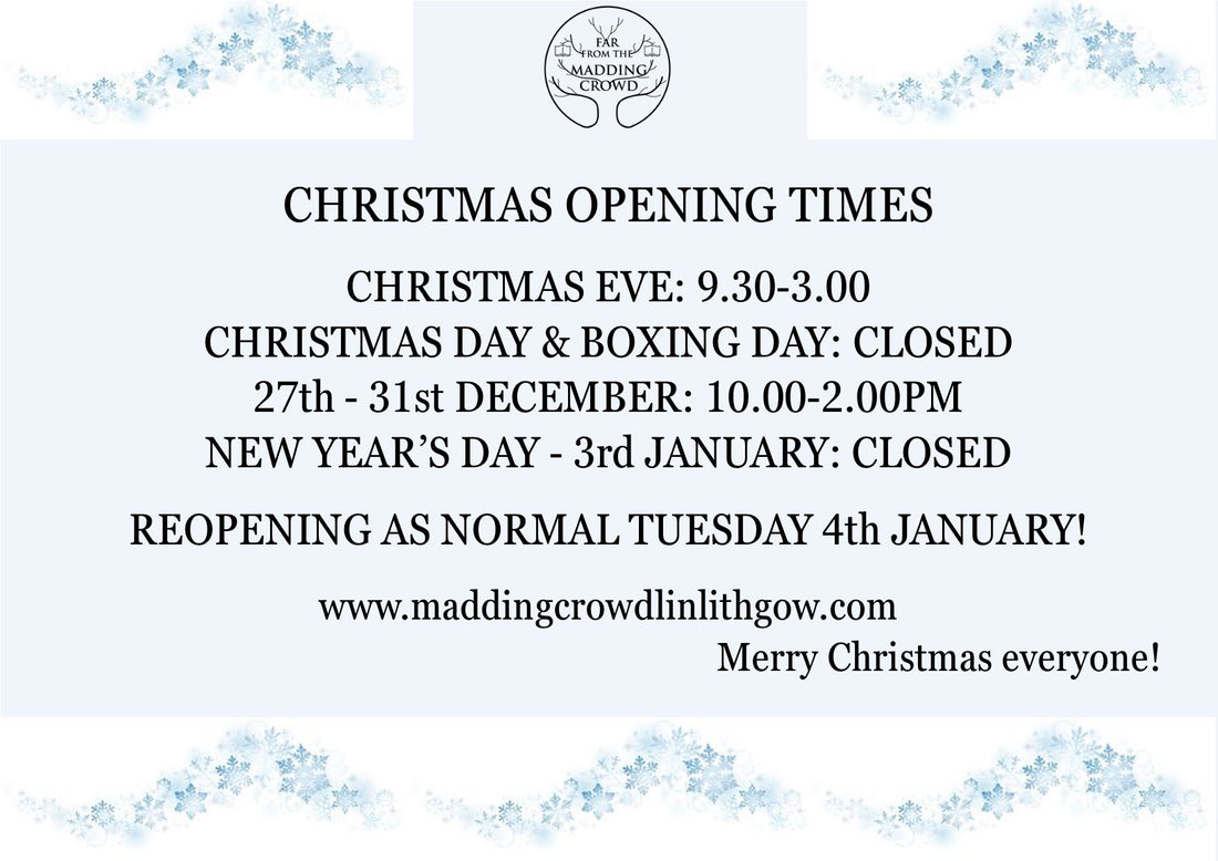 CHRISTMAS OPENING DATES!