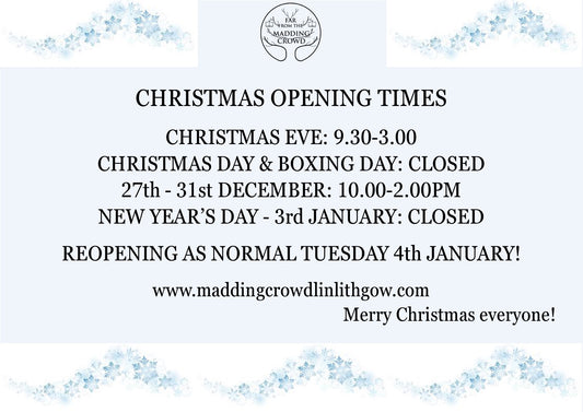 CHRISTMAS OPENING DATES!
