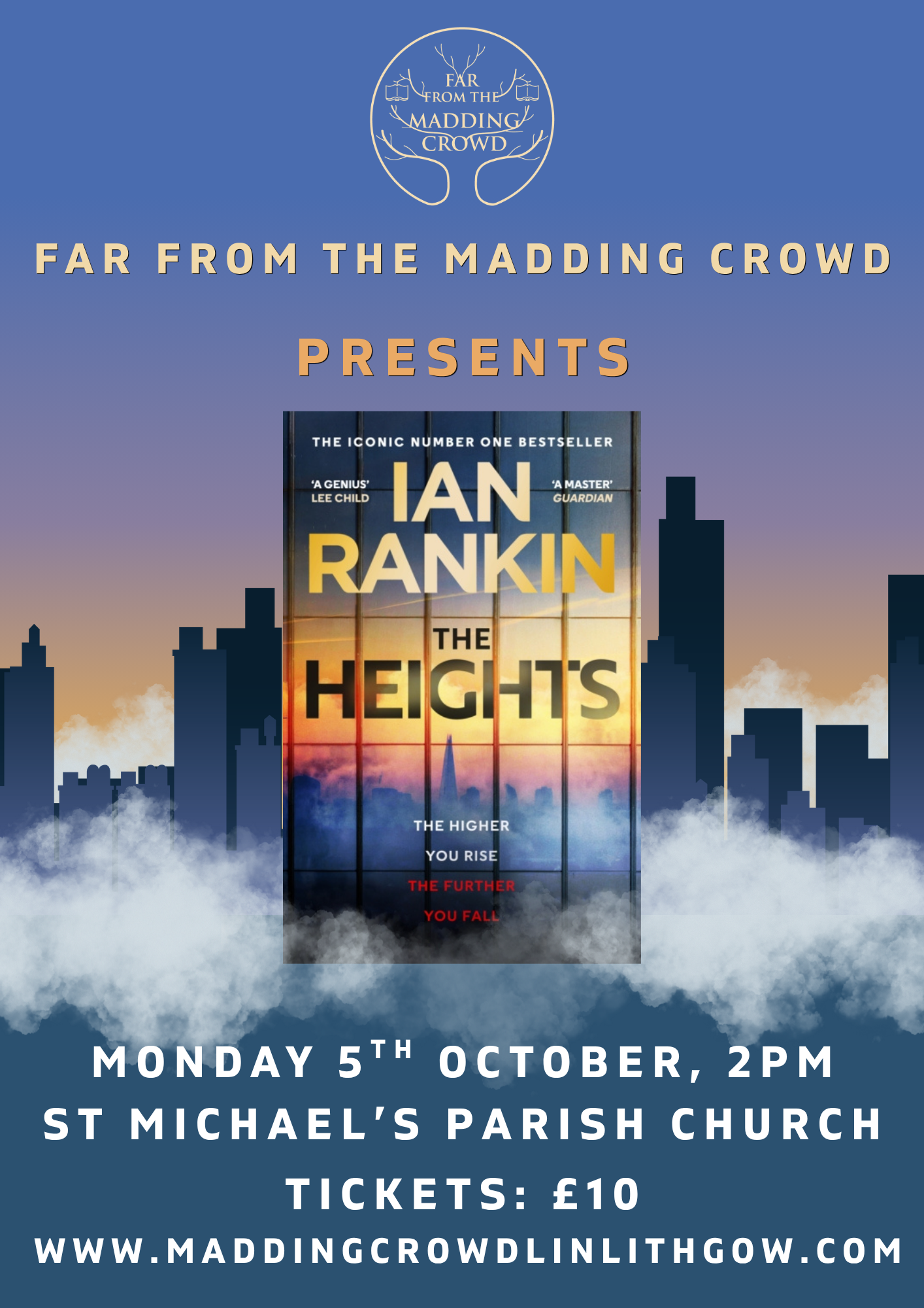Author Talk with Ian Rankin, The Heights, Monday 5th October, 2.00pm