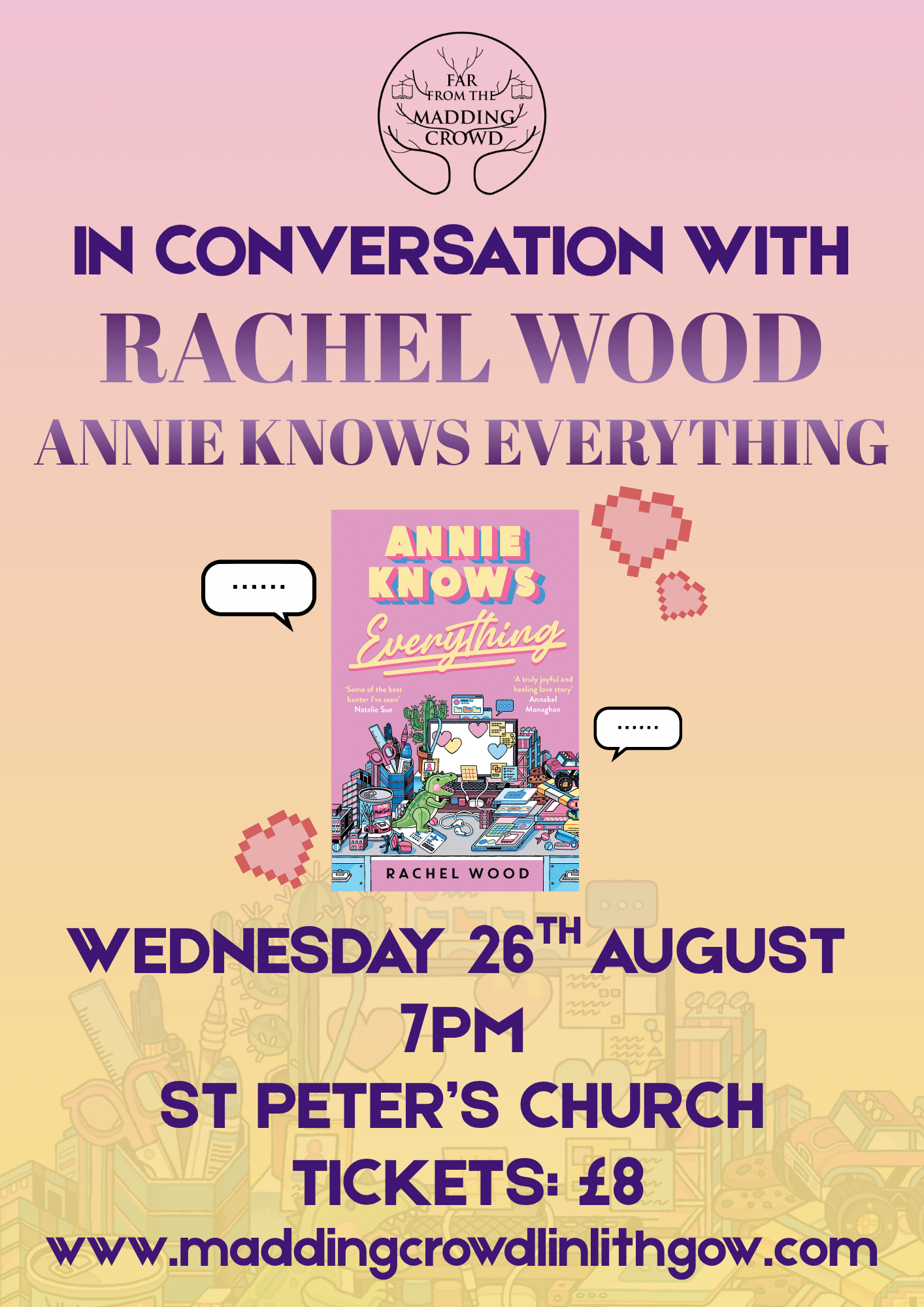 Author Talk with Rachel Wood, Annie Knows Everything, Wednesday 26th August, 7.00pm